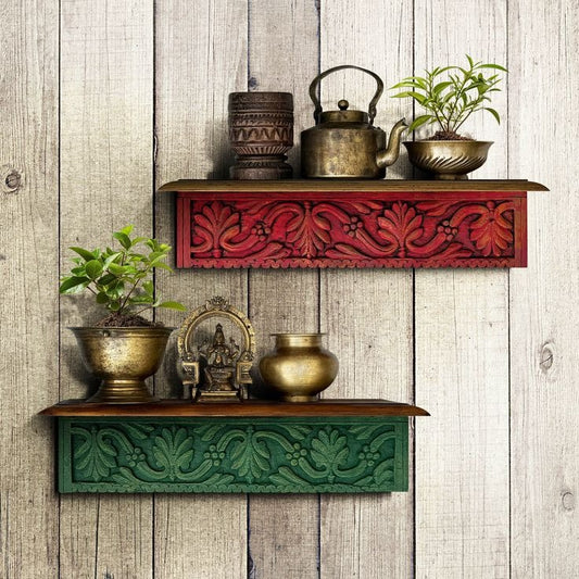 Set of 2 Antique wooden shelf living room Vintage Wall Decor decorative wall shelves. These beautifully crafted wooden wall bookshelves feature intricate carvings and a timeless design. Perfect for showcasing books, decorative accents, or collectibles in a rustic, farmhouse, or modern classic living room. A versatile addition to any home decor style, including vintage and boho aesthetics