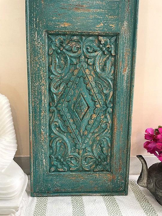 Victorian-inspired large vintage mirror framed in a beautifully detailed jharokha mirror frame, perfect for antique dressing tables or hallways