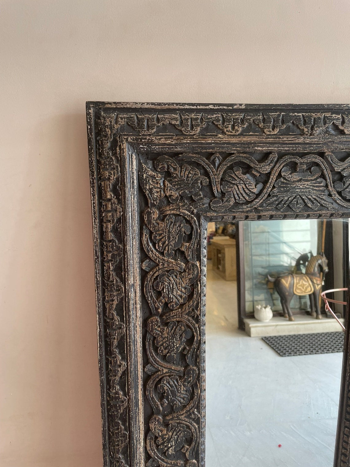 Big vintage mirror in a jharokha mirror frame, perfect for antique dressing tables or Victorian-inspired home interiors