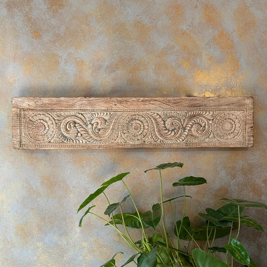 Handcrafted wooden carved panel with intricate designs, ideal for vintage wall decor, antique wall art, and retro home interiors.wall decor,
wall art,
wall accents,
large wall art,
big wall decor,
outdoor wall art,
wall hanging,