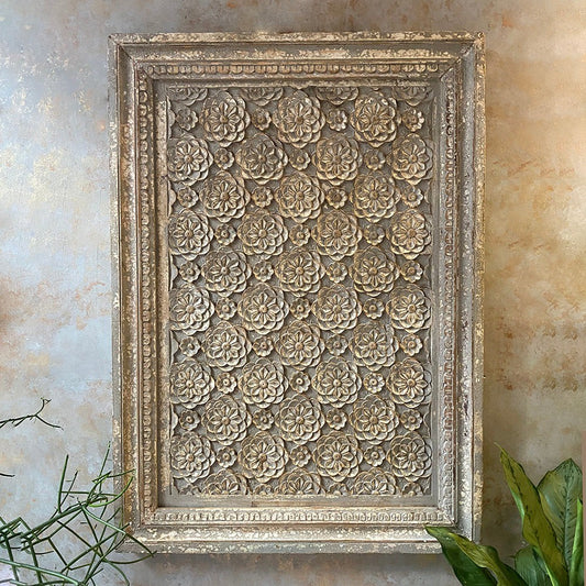 Intricate handcrafted wooden carved panel, ideal for vintage wall decor, antique wood paneling, and retro home stylingwall decor,
wall art,
wall accents,
large wall art,
big wall decor,
outdoor wall art,
wall hanging,