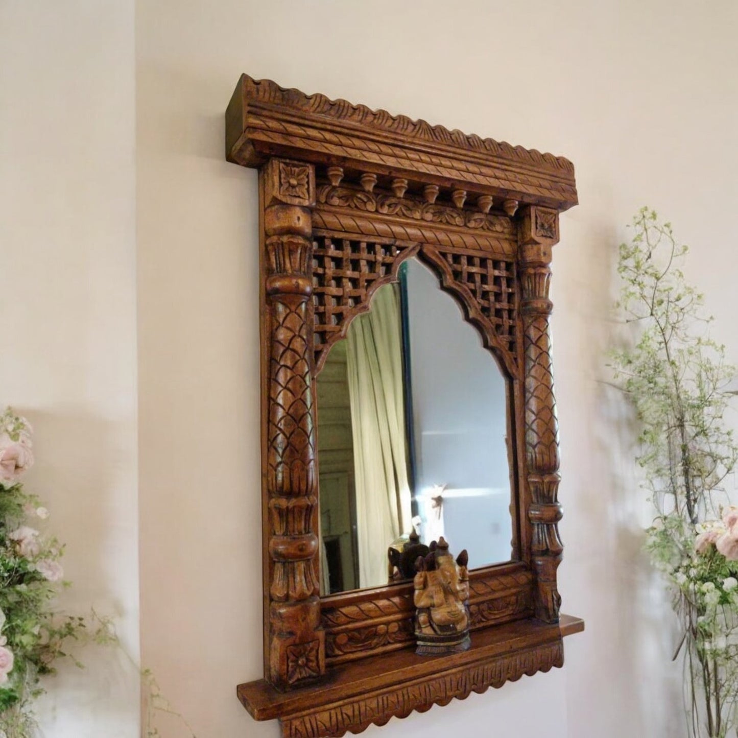 Mirror,
Bathroom Mirror,
Wall Mirror,
Vintage Mirror,
Vintage Home Decor,
Vintage Art,
Antique Interior,
Antique Furniture,Vintage Wall Decor | Wooden Carved Long Wooden Jharokha Indian Mirror Frame Antique Wall Decor