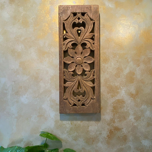 Intricately handcrafted wooden carved panel with vintage-inspired patterns, perfect for wall decor, vintage wall art, and antique home decor aesthetics.wall decor,
wall art,
wall accents,
large wall art,
big wall decor,
outdoor wall art,
wall hanging,