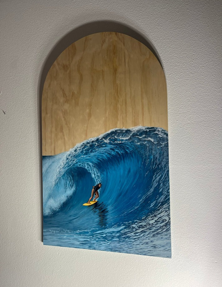 "WAVE RIDER" WOOD PAINTING