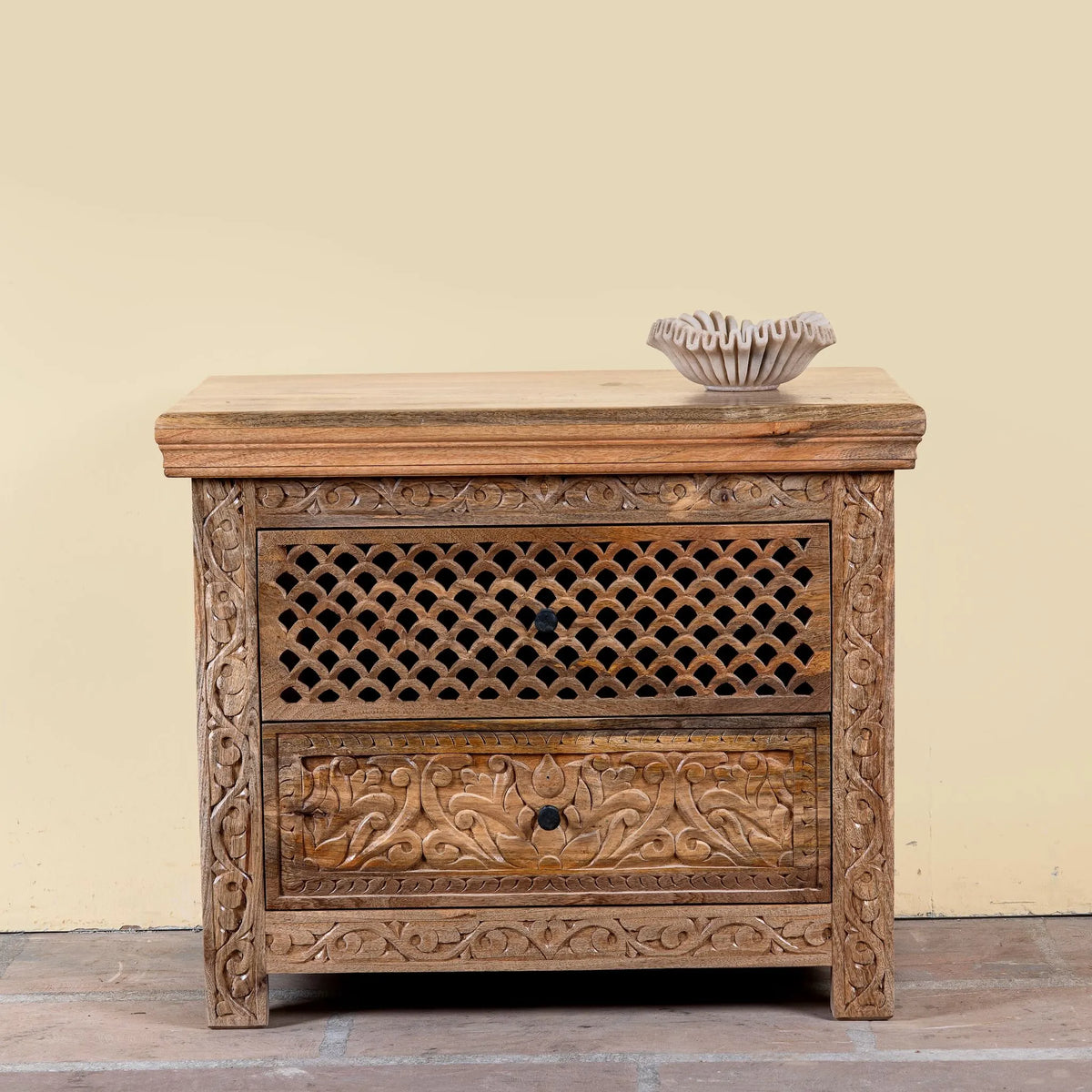 bedside table,
bedroom,
nightstand,
vintage bedside table,
rattan bedside table,
antique home decor,
bedroom furniture,
bedroom sets,
white nightstand,