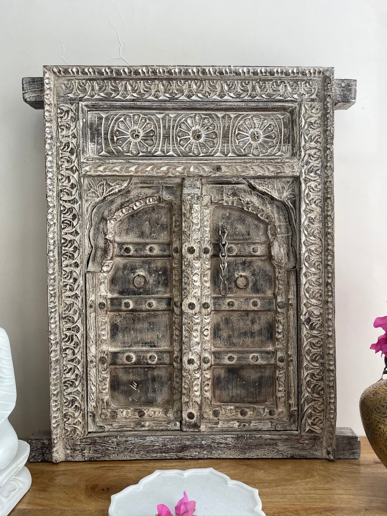 Indian Window Frame Vintage Jharokha Style Antique Wooden Wall Panel – Handcrafted Rustic ...