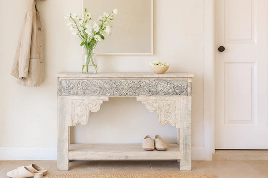 console table with drawers,
console table with storage,
wooden bar stools,
small console table,
side tables for living room,
white console table,
living room table,
living room,
vintage furniture,