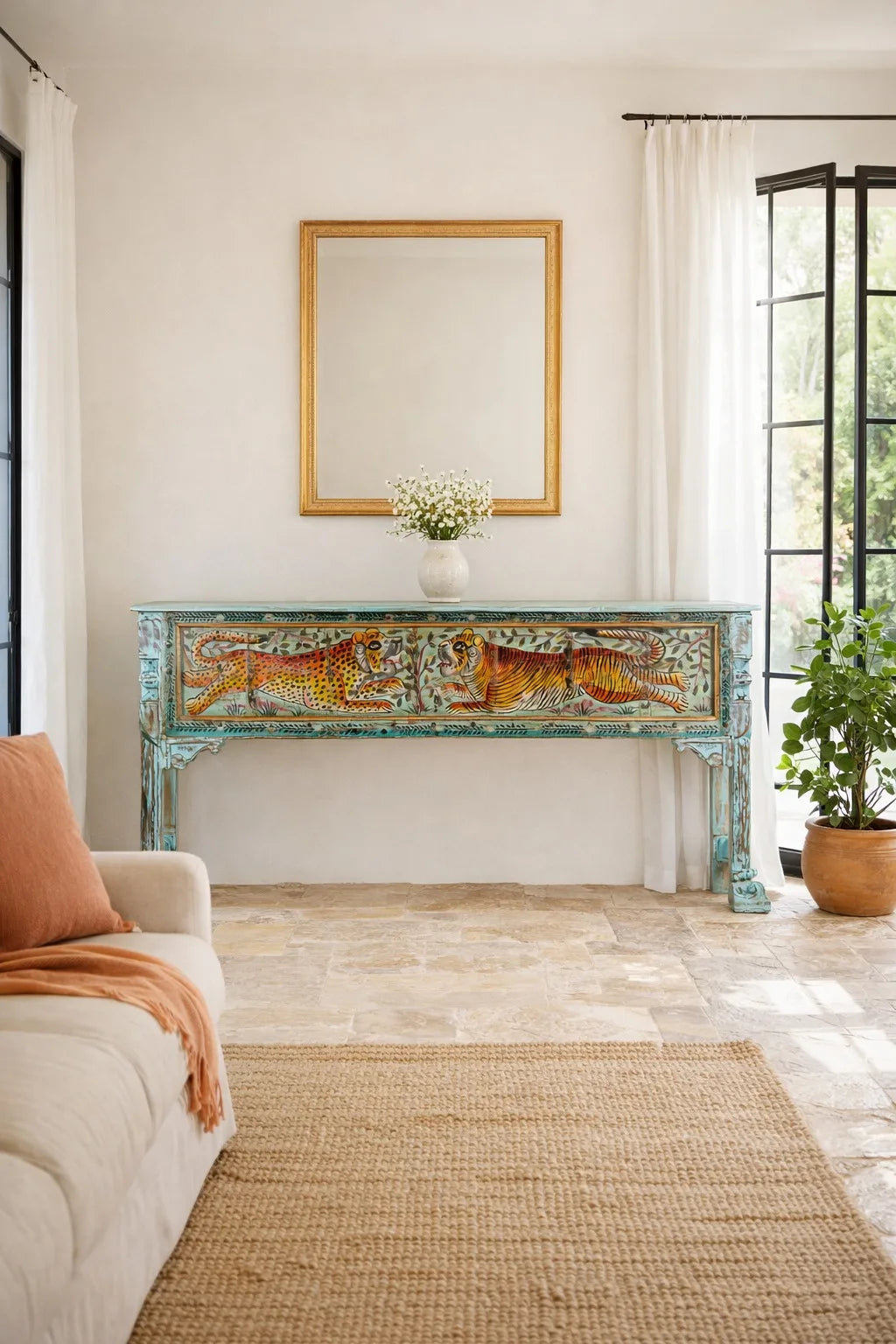 Premium Solid Wood TV Console Table with Drawers and Storage – Antique ...