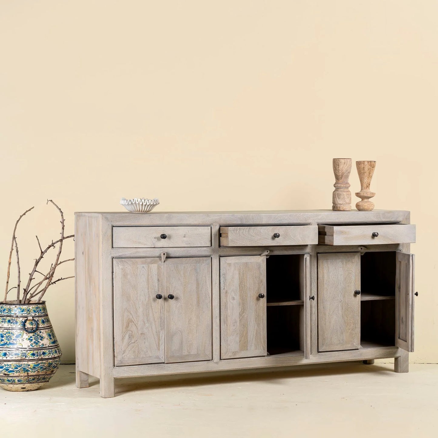 Fanish Mediterranean Style Wooden Sideboard