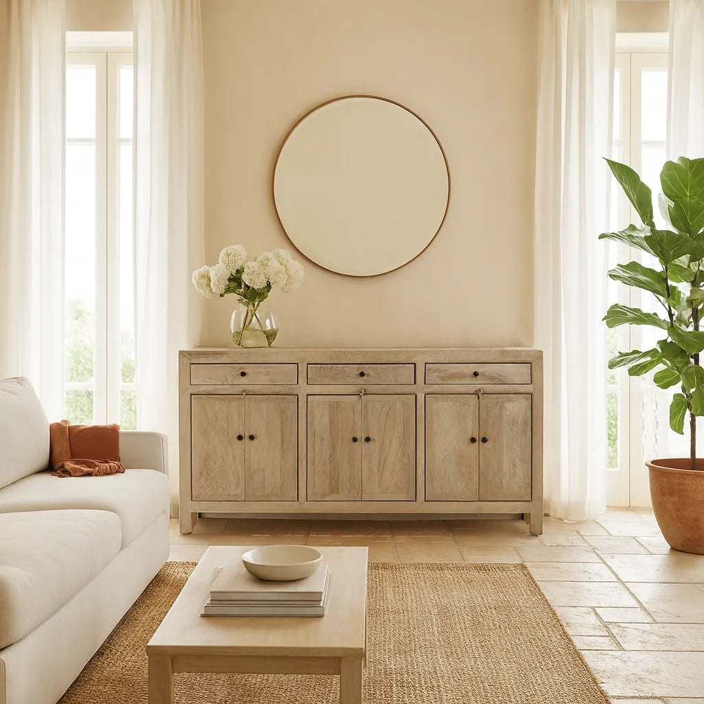 Fanish Mediterranean Style Wooden Sideboard