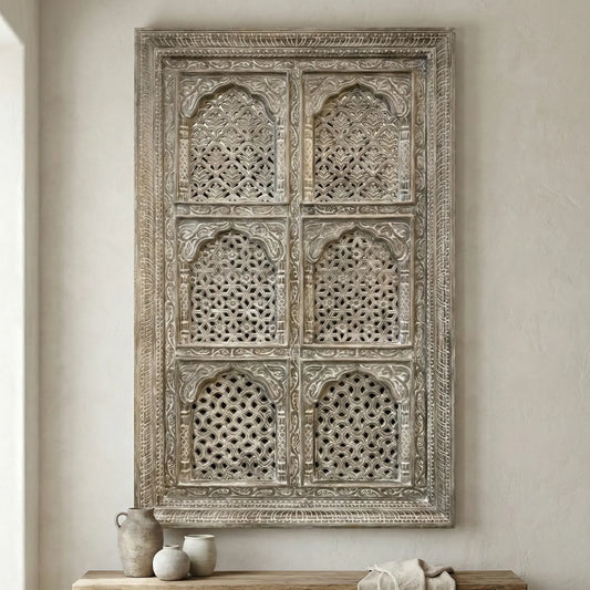 Decorative wooden wall panel with intricate carvingsJharokha wall decor.Handcrafted carved wood panel for vintage wall decor.wall decor,
wall art,
wall accents,
large wall art,
big wall decor,
outdoor wall art,
wall hanging,
vintage wall decor,
rustic wall decor,
antique wall decor,
rustic wall art,
vintage home decor,
home decor,
antique home decor Vintage framed art with ornate wood carving details.wall decor,
wall art,
wall accents,
large wall art,
big wall decor,
outdoor wall art,
wall hanging