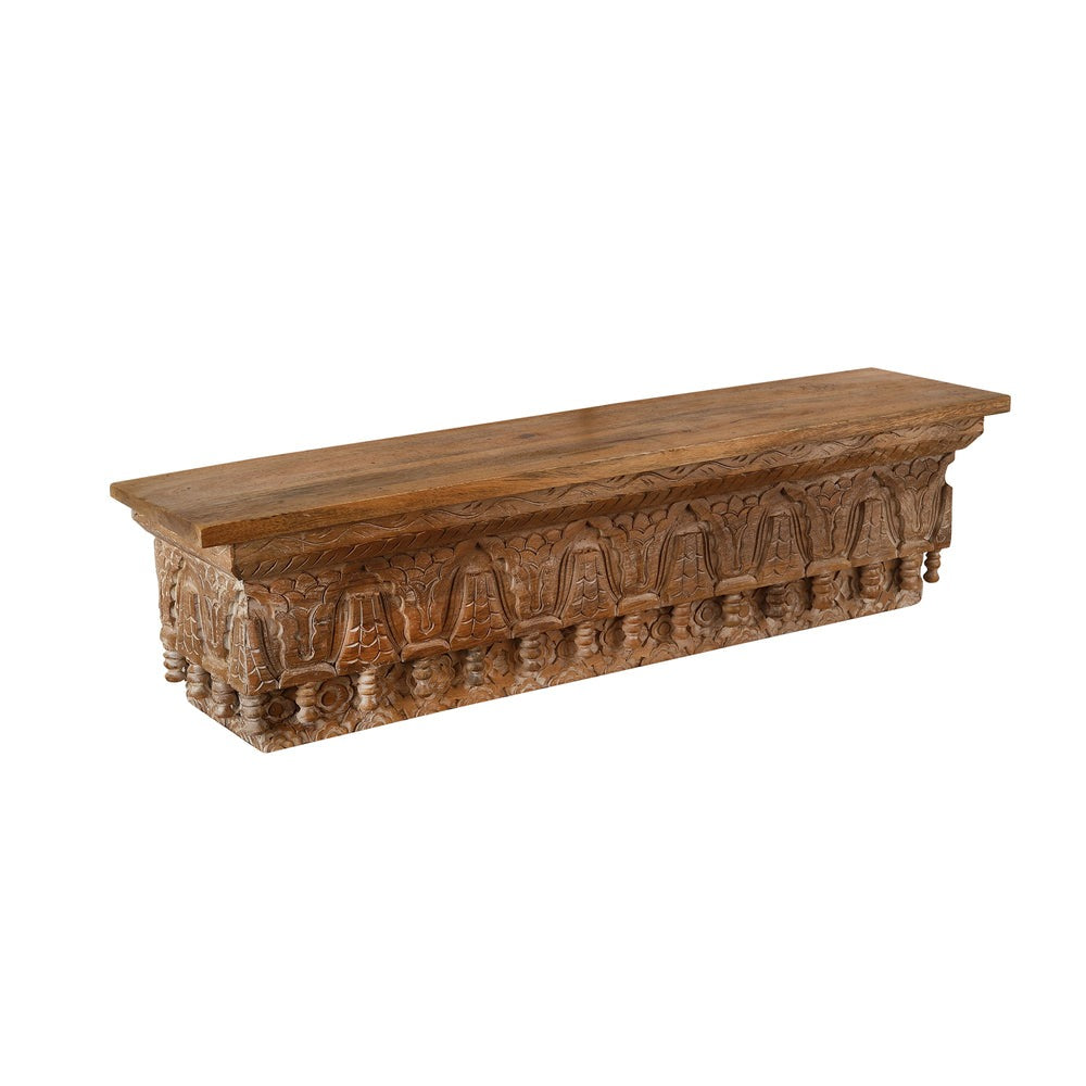Handcrafted antique wall shelf with a solid wood finish, featuring unique brass accents for added elegance. Perfect for displaying vintage decor, plants, or collectibles in your bedroom, living room, or hallway.Indian Shelf,
wall shelf,
floating shelves,
rustic floating shelves,
solid wood floating shelves,
white floating shelves,
floating bookshelves,
wooden shelves for wall,
floating shelves kitchen,
floating wood shelves,
vintage shelf,
antique shelf,
rustic shelf,

carved wall shelf,
floating wall shelv