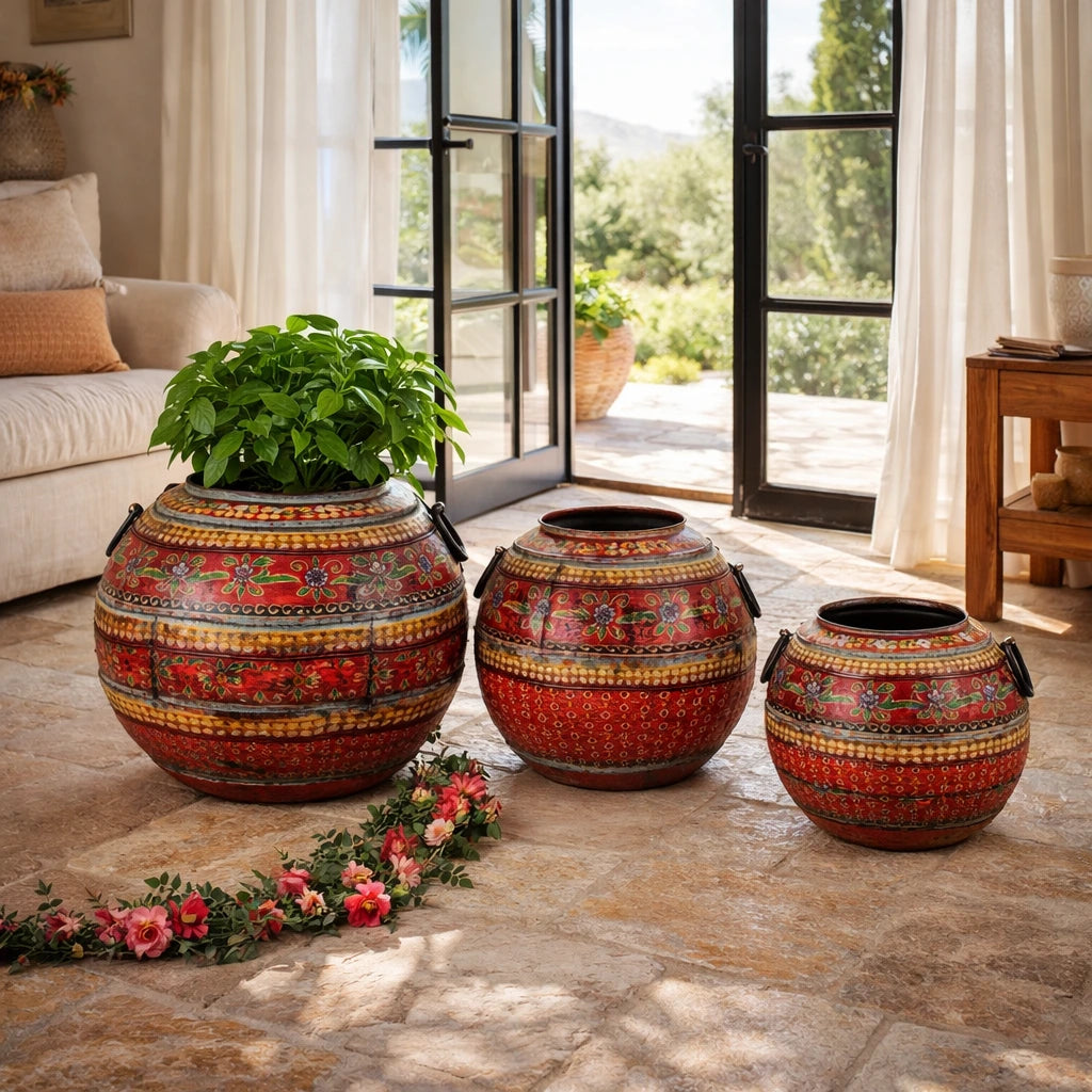 Atelier Globe Planter — Master Artisan Hand-Painted Iron | Set of Three | Four Colourways