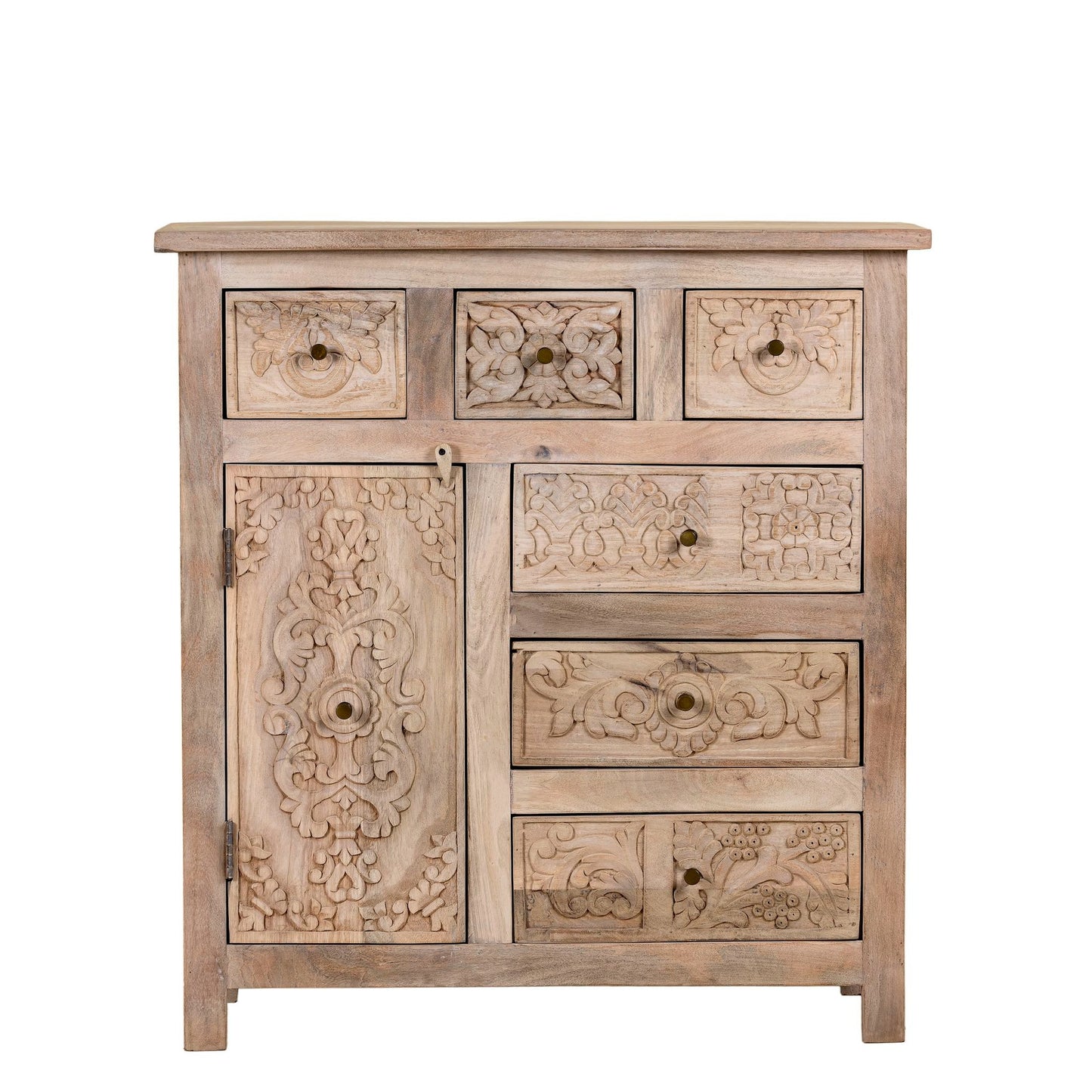 Rustic 96cm Tall Solid Mango Wood Storage Chest with Handcrafted Detailing