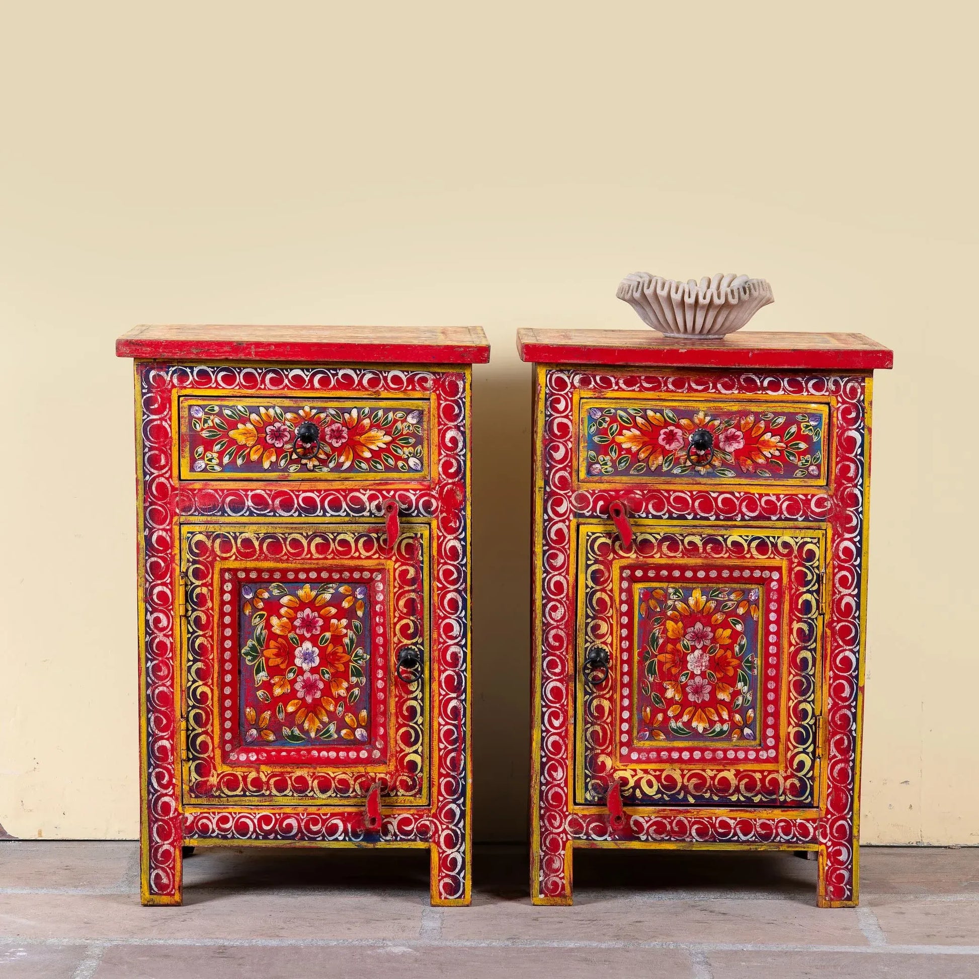 bedside table,
bedroom,
nightstand,
vintage bedside table,
rattan bedside table,
antique home decor,
bedroom furniture,
bedroom sets,
white nightstand,