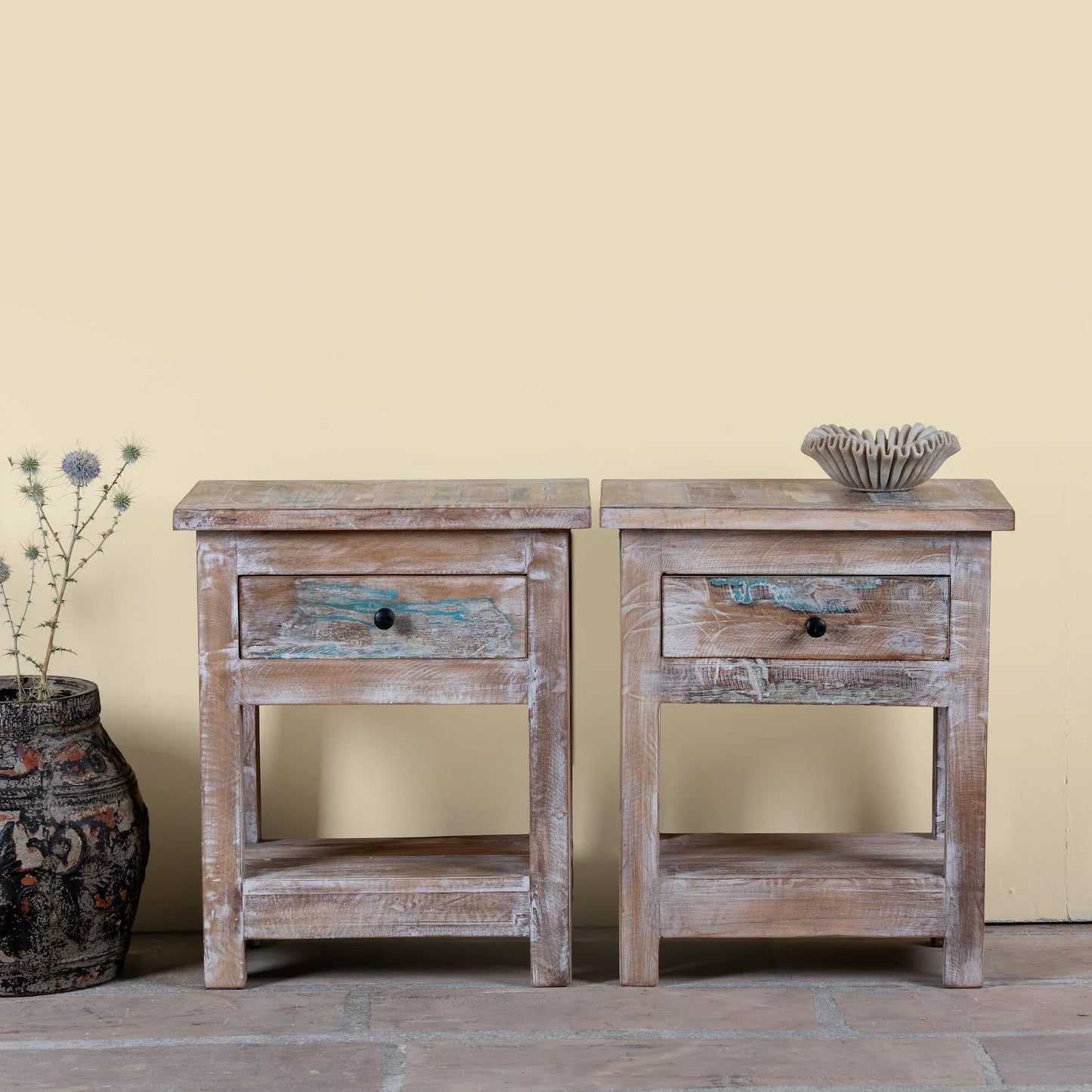 bedside table,
bedroom,
nightstand,
vintage bedside table,
rattan bedside table,
antique home decor,
bedroom furniture,
bedroom sets,
white nightstand,