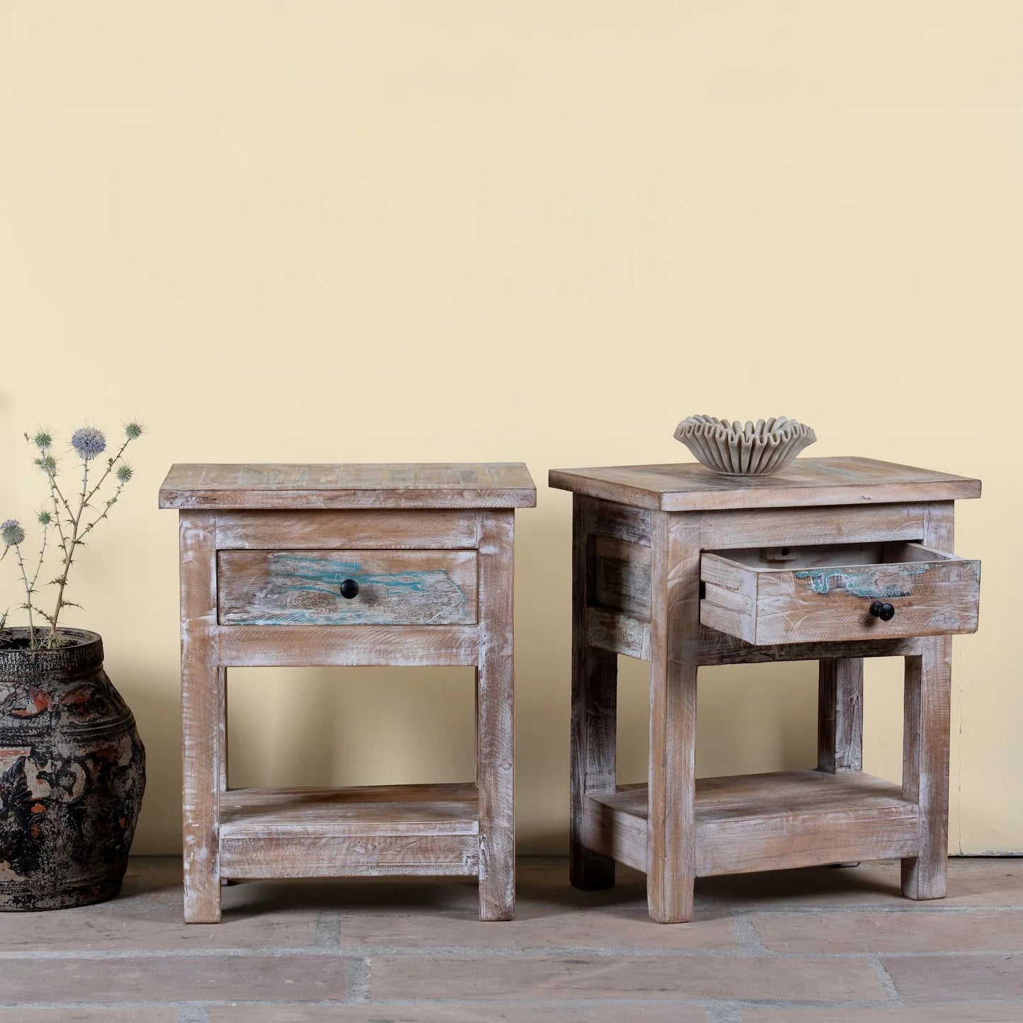 bedside table,
bedroom,
nightstand,
vintage bedside table,
rattan bedside table,
antique home decor,
bedroom furniture,
bedroom sets,
white nightstand,