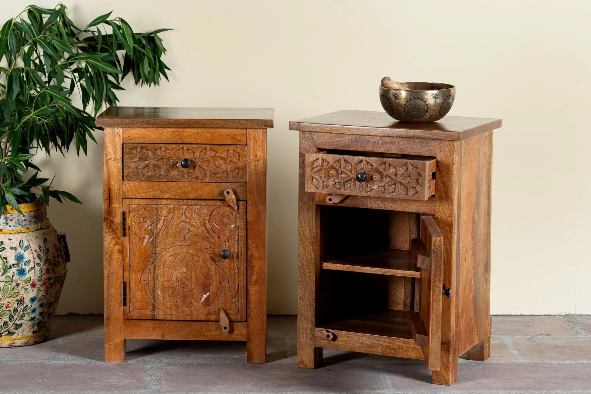 bedside table,
bedroom,
nightstand,
vintage bedside table,
rattan bedside table,
antique home decor,
bedroom furniture,
bedroom sets,
white nightstand,
