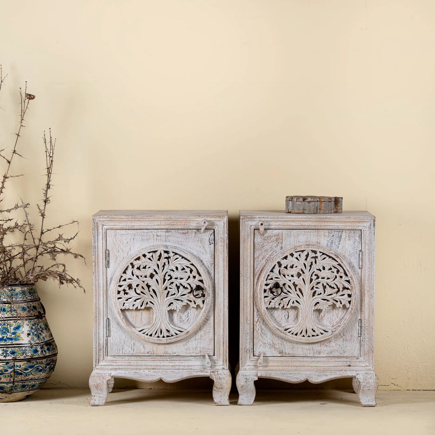 bedside table,
bedroom,
nightstand,
vintage bedside table,
rattan bedside table,
antique home decor,
bedroom furniture,
bedroom sets,
white nightstand,