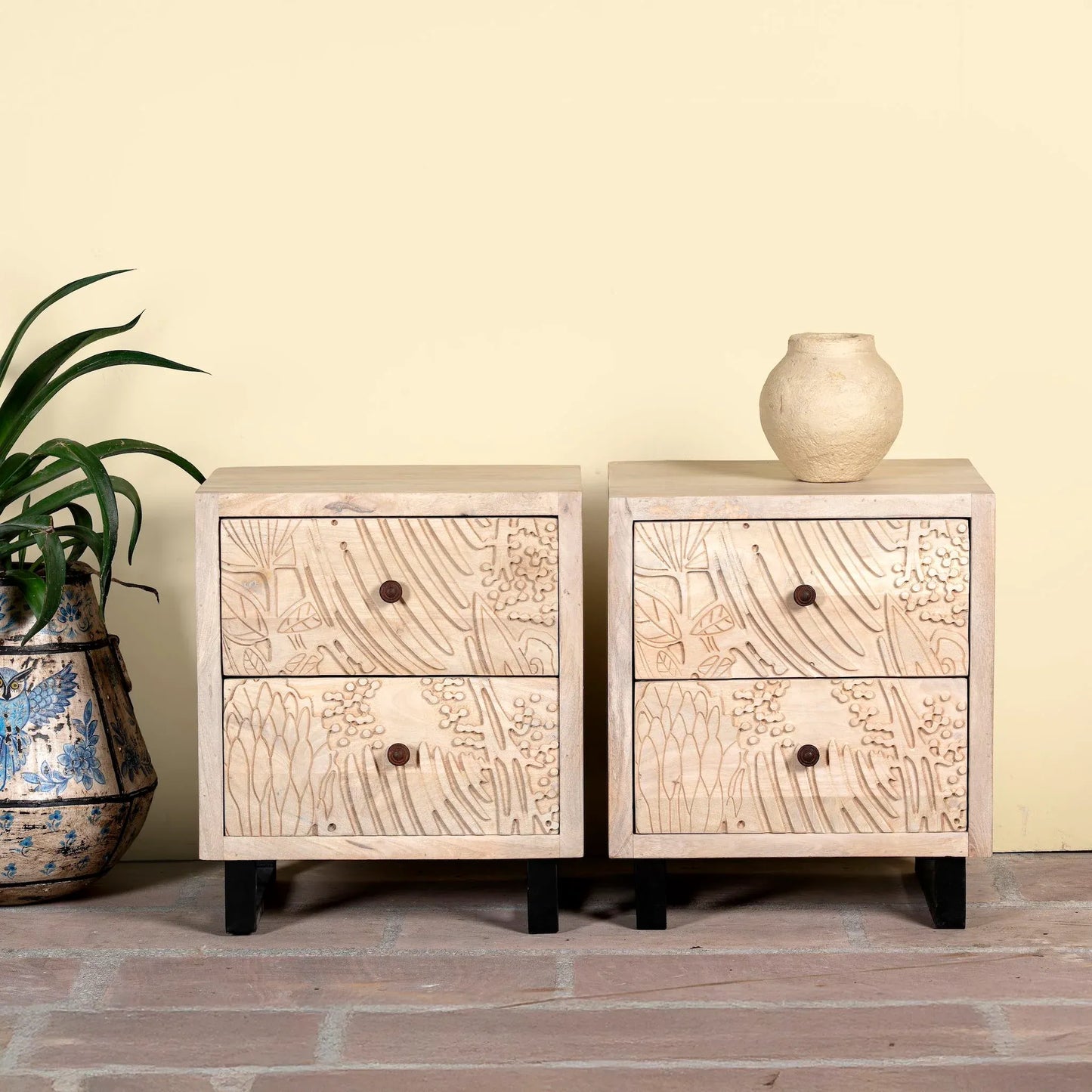 bedside table,
bedroom,
nightstand,
vintage bedside table,
rattan bedside table,
antique home decor,
bedroom furniture,
bedroom sets,
white nightstand,