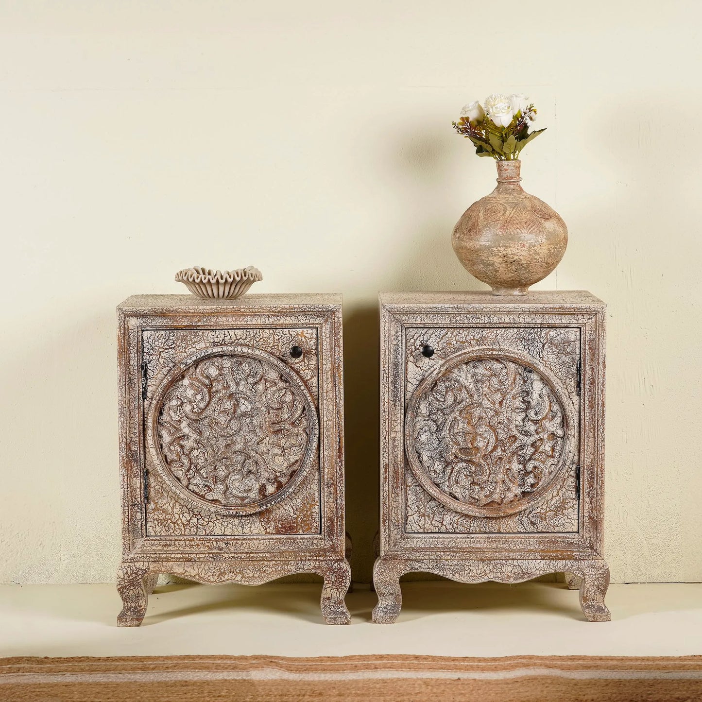 bedside table,
bedroom,
nightstand,
vintage bedside table,
rattan bedside table,
antique home decor,
bedroom furniture,
bedroom sets,
white nightstand,