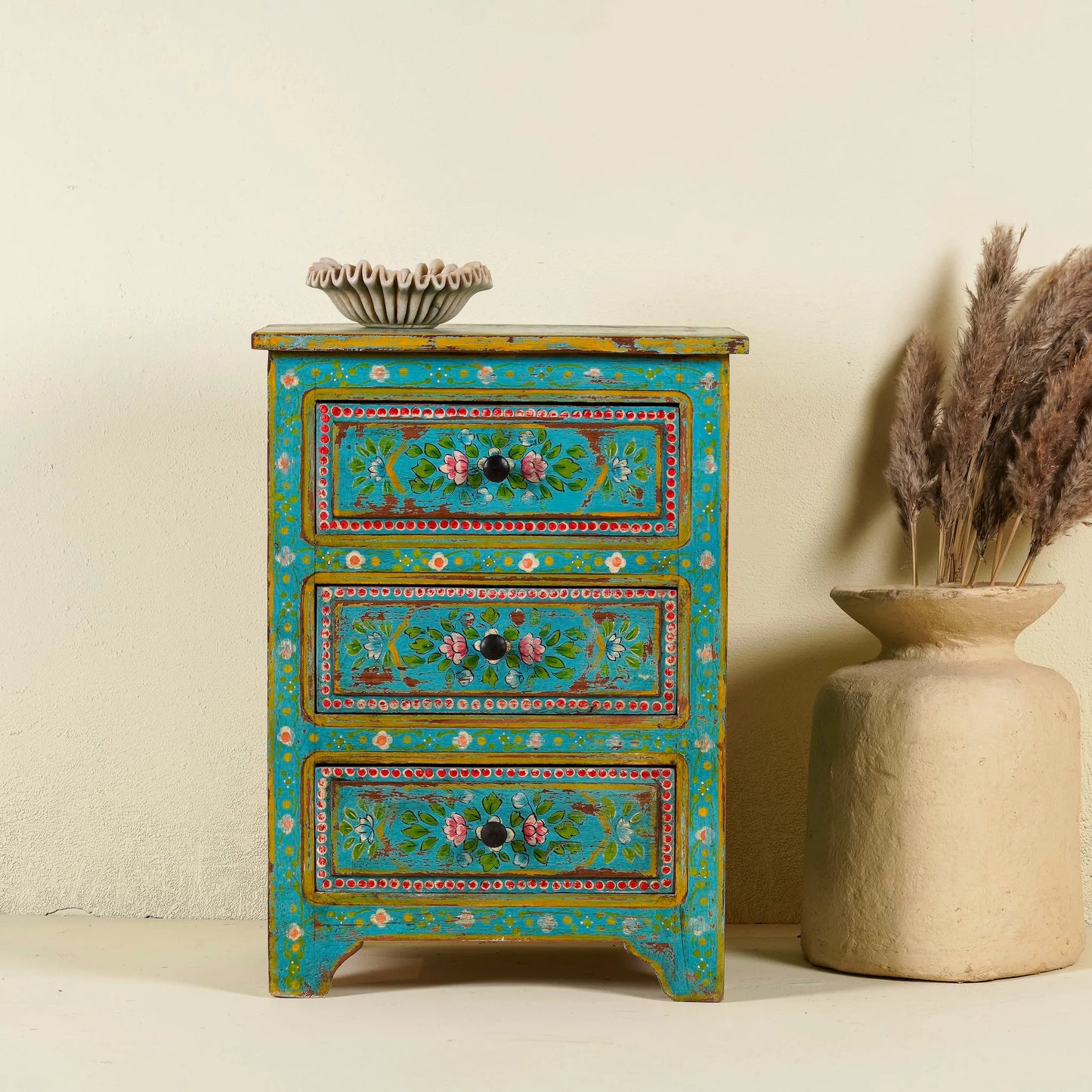 bedside table,
bedroom,
nightstand,
vintage bedside table,
rattan bedside table,
antique home decor,
bedroom furniture,
bedroom sets,
white nightstand,