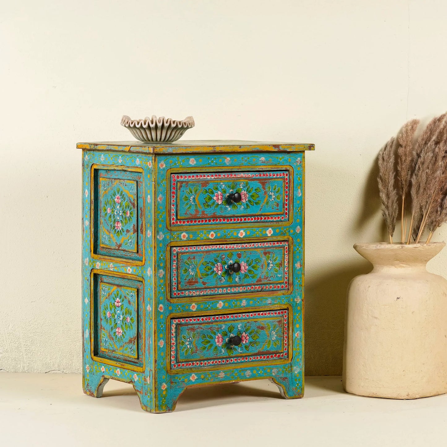 bedside table,
bedroom,
nightstand,
vintage bedside table,
rattan bedside table,
antique home decor,
bedroom furniture,
bedroom sets,
white nightstand,