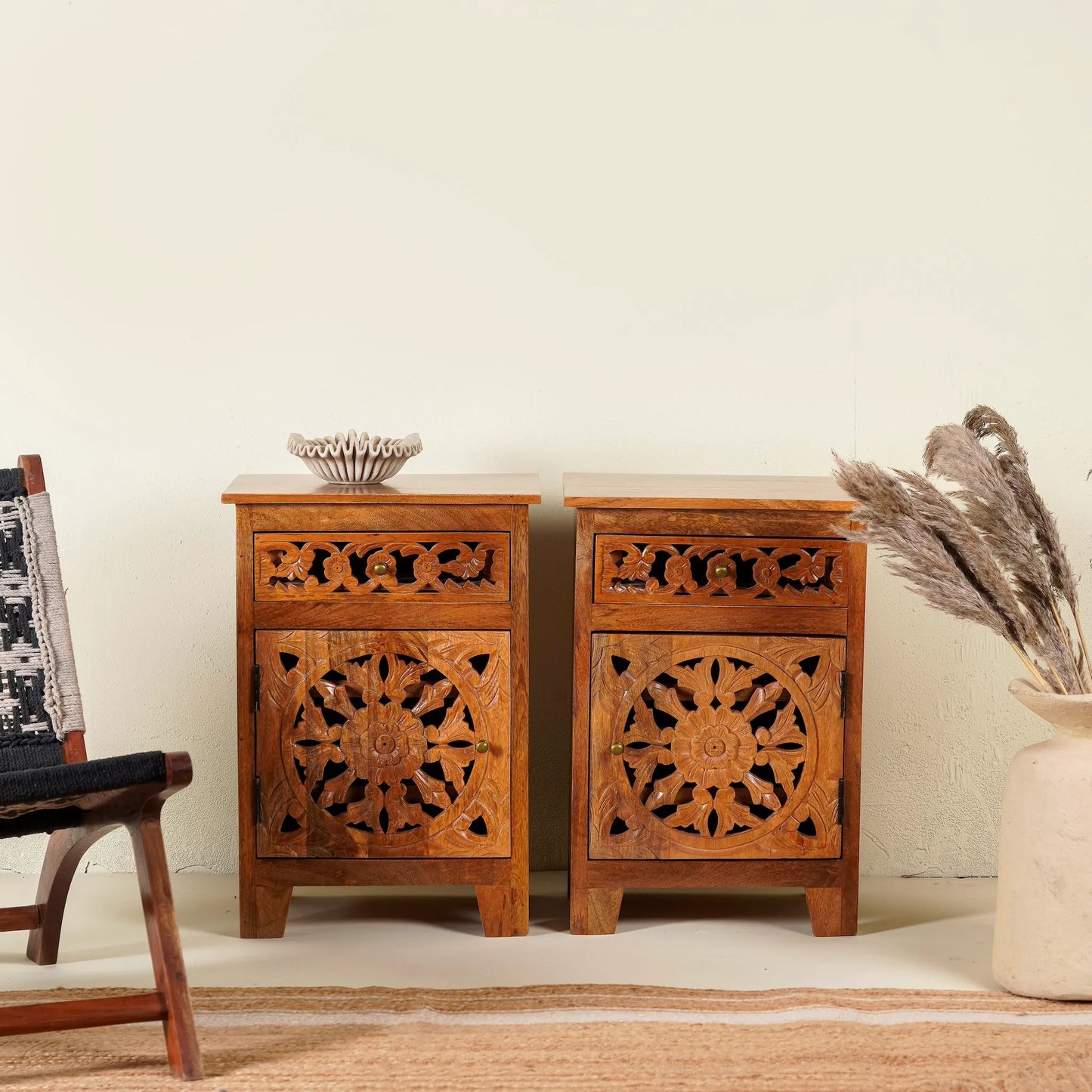 bedside table,
bedroom,
nightstand,
vintage bedside table,
rattan bedside table,
antique home decor,
bedroom furniture,
bedroom sets,
white nightstand,