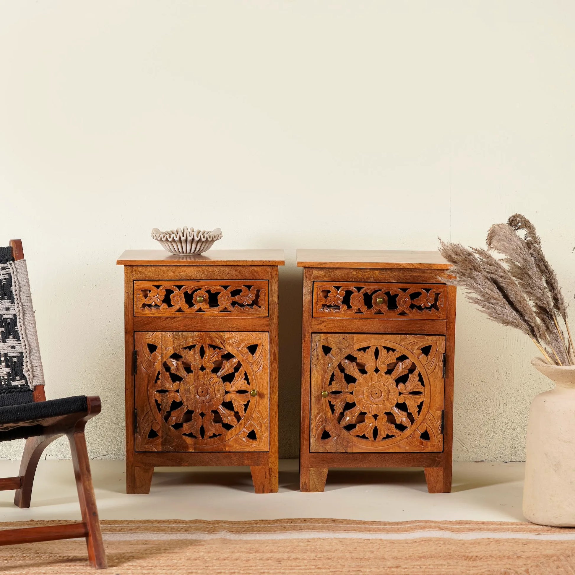 bedside table,
bedroom,
nightstand,
vintage bedside table,
rattan bedside table,
antique home decor,
bedroom furniture,
bedroom sets,
white nightstand,