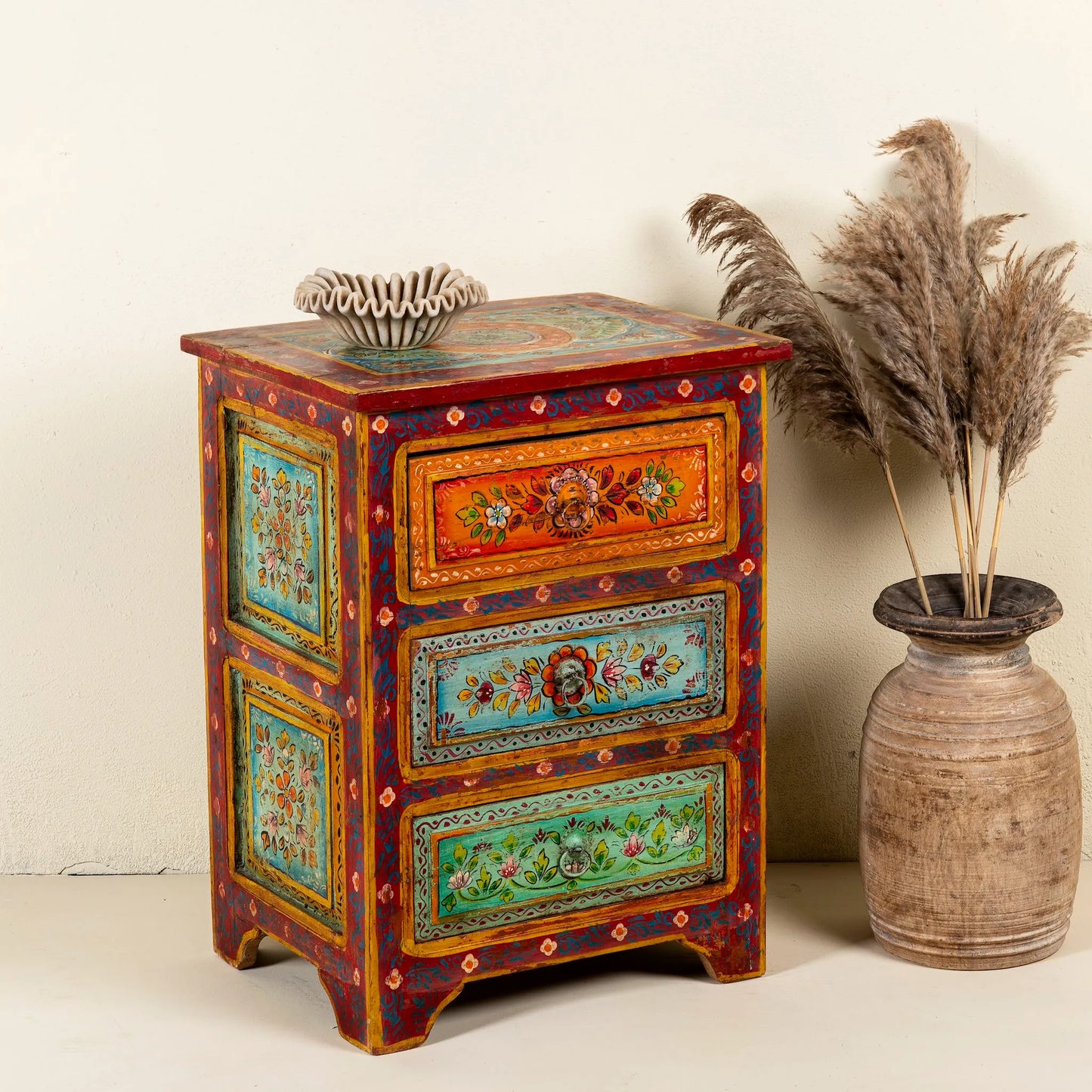 bedside table,
bedroom,
nightstand,
vintage bedside table,
rattan bedside table,
antique home decor,
bedroom furniture,
bedroom sets,
white nightstand,