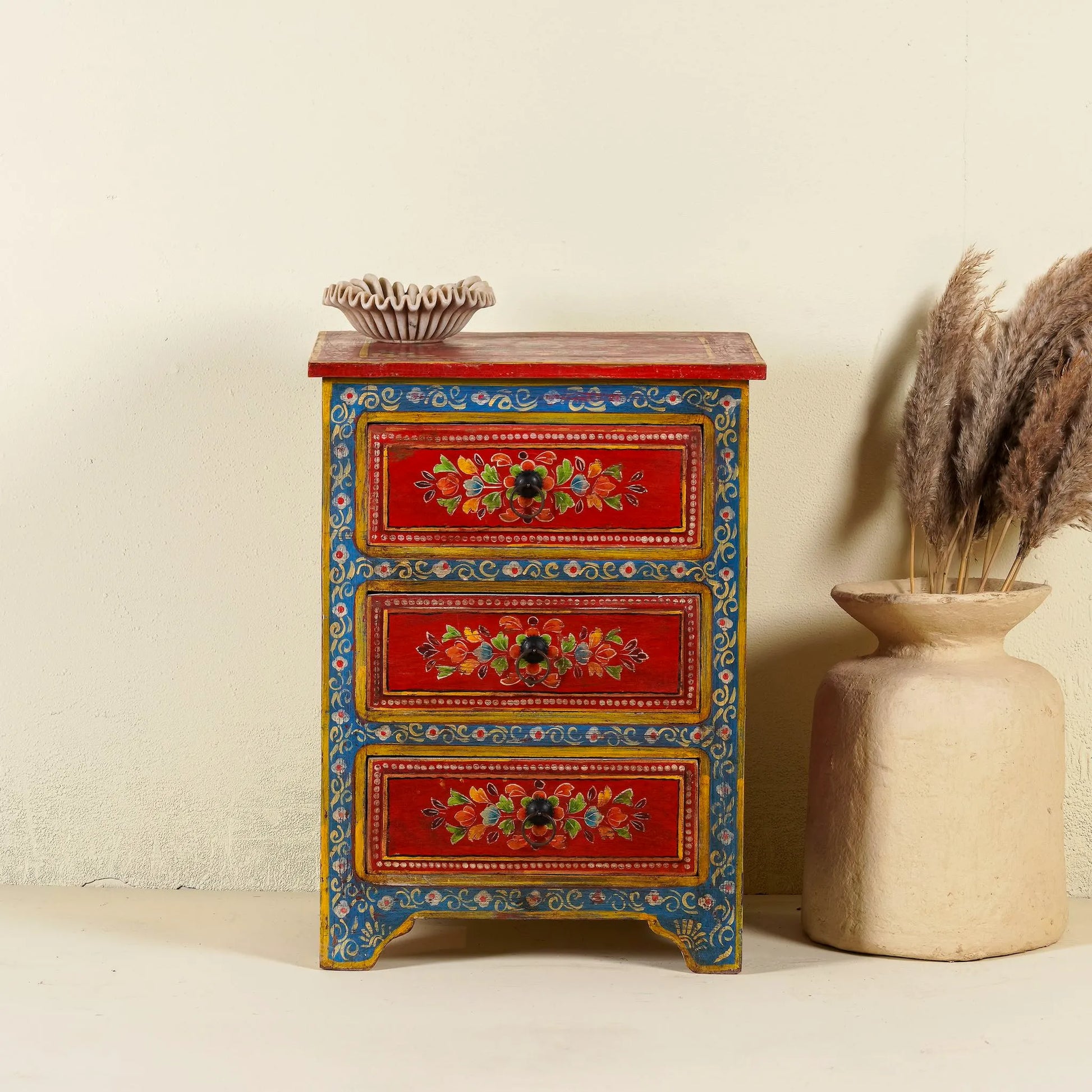 bedside table,
bedroom,
nightstand,
vintage bedside table,
rattan bedside table,
antique home decor,
bedroom furniture,
bedroom sets,
white nightstand,