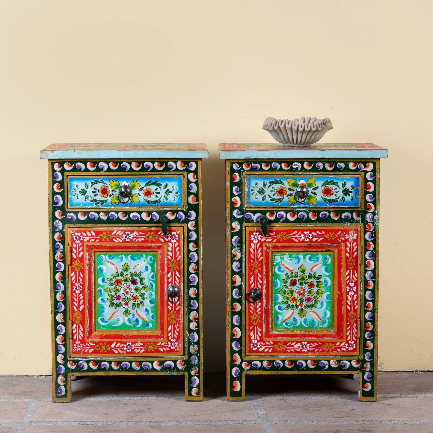 bedside table,
bedroom,
nightstand,
vintage bedside table,
rattan bedside table,
antique home decor,
bedroom furniture,
bedroom sets,
white nightstand,