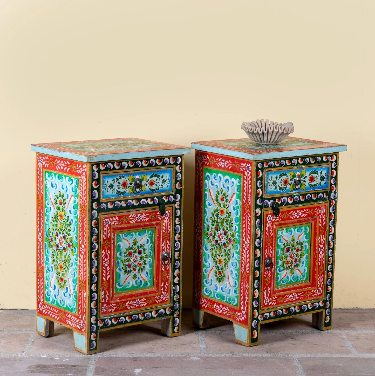 bedside table,
bedroom,
nightstand,
vintage bedside table,
rattan bedside table,
antique home decor,
bedroom furniture,
bedroom sets,
white nightstand,