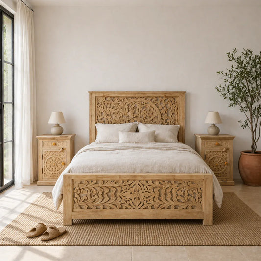 bedside table,
bedroom,
nightstand,
vintage bedside table,
rattan bedside table,
antique home decor,
bedroom furniture,
bedroom sets,
white nightstand,