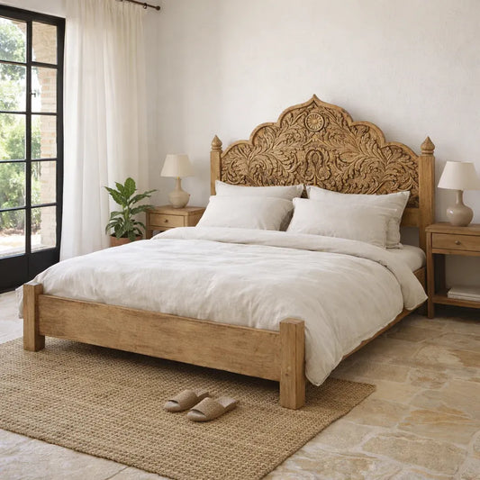 headboard,
vintage king bed,
solid wood bed,
heritage bed,
rattan bed,
queen solid wood bed,
bedroom furniture,
carved bed,
antique bedroom,
king size bed,