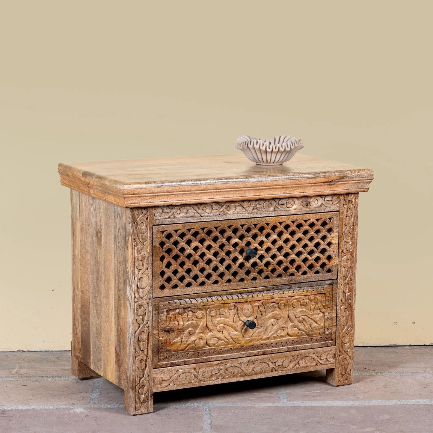 bedside table,
bedroom,
nightstand,
vintage bedside table,
rattan bedside table,
antique home decor,
bedroom furniture,
bedroom sets,
white nightstand,