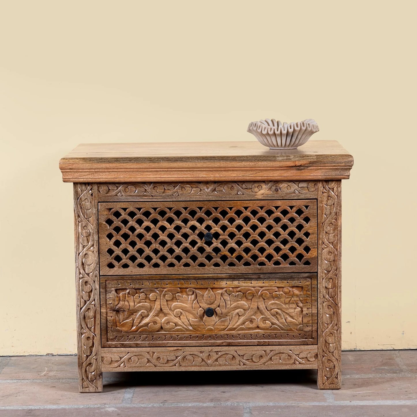 bedside table,
bedroom,
nightstand,
vintage bedside table,
rattan bedside table,
antique home decor,
bedroom furniture,
bedroom sets,
white nightstand,