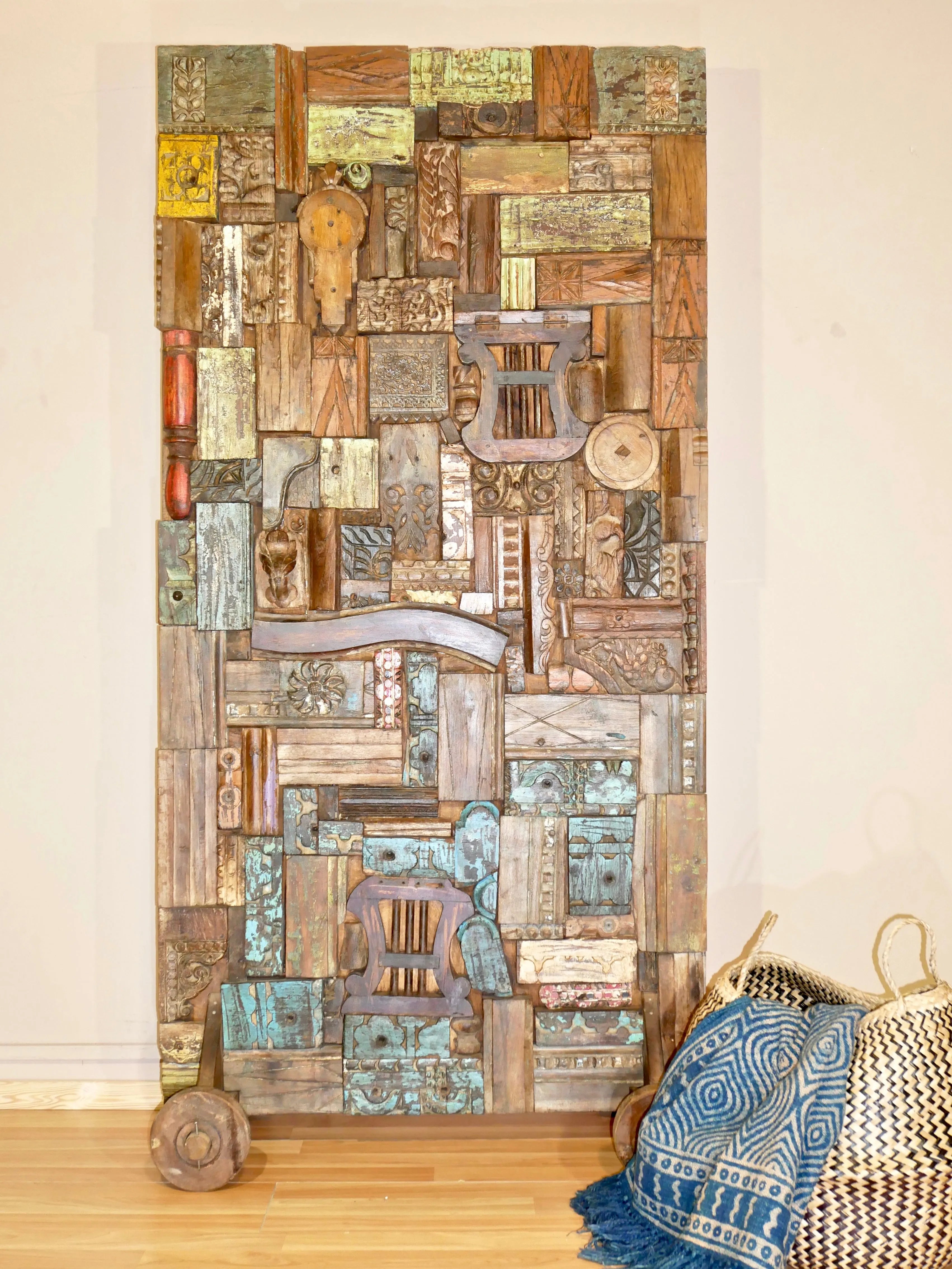 Opulent Dynasty Heritage Vintage Antique Carved Wall Panel Wooden Wall